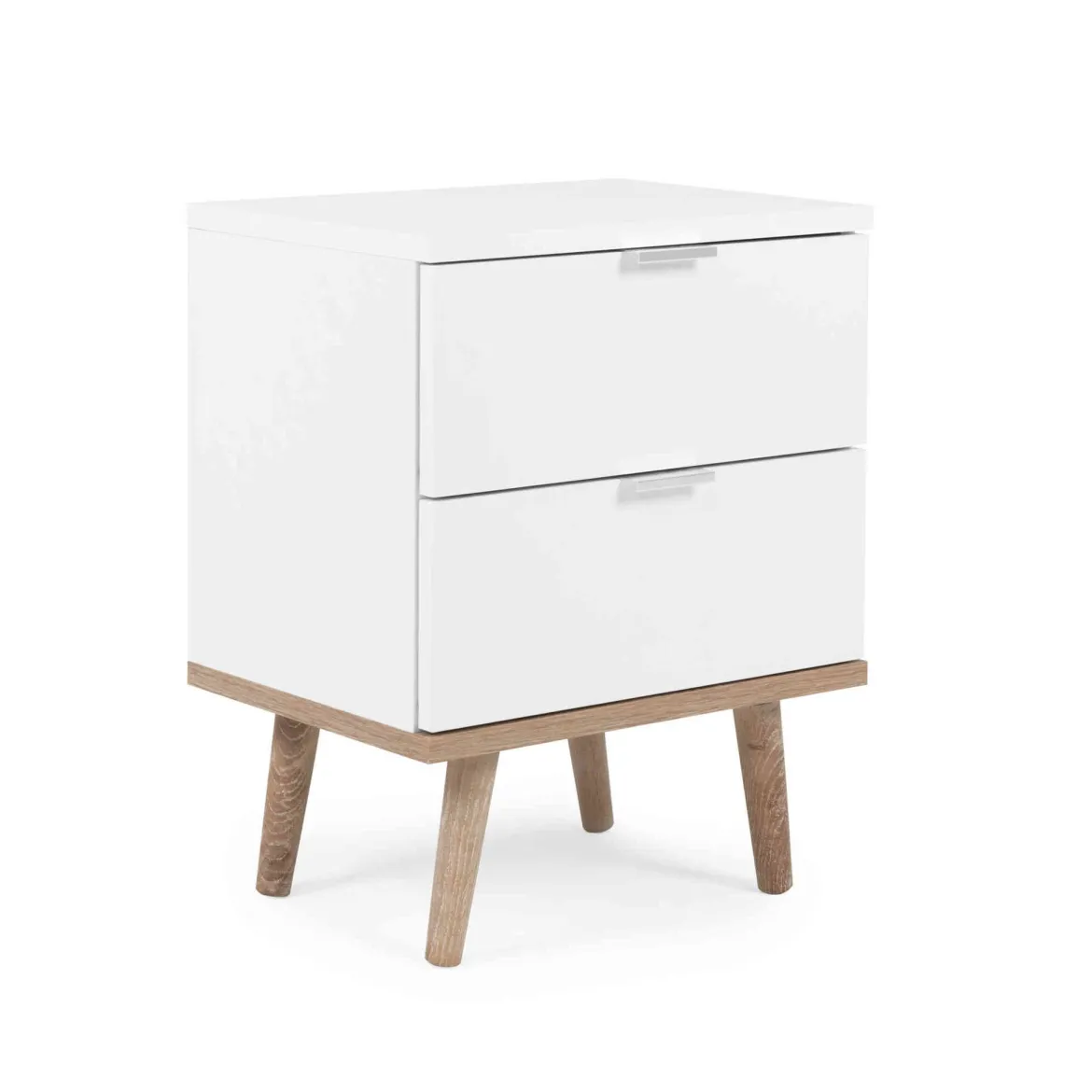 Table de chevet 2 tiroirs blanc - CH7781