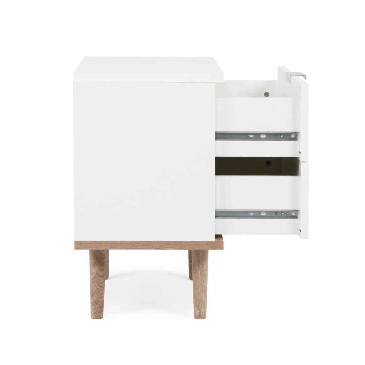 Table de chevet 2 tiroirs blanc - CH7781