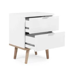 Table de chevet 2 tiroirs blanc - CH7781