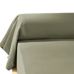 Taie de traversin flanelle kaki 85x185