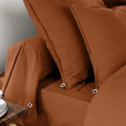 Taie de traversin flanelle orange