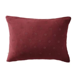 Taie d'oreiller brodée double gaze de coton