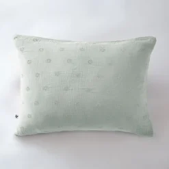 Taie d'oreiller brodée double gaze de coton