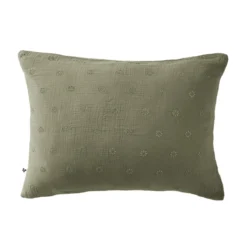 Taie d'oreiller brodée double gaze de coton