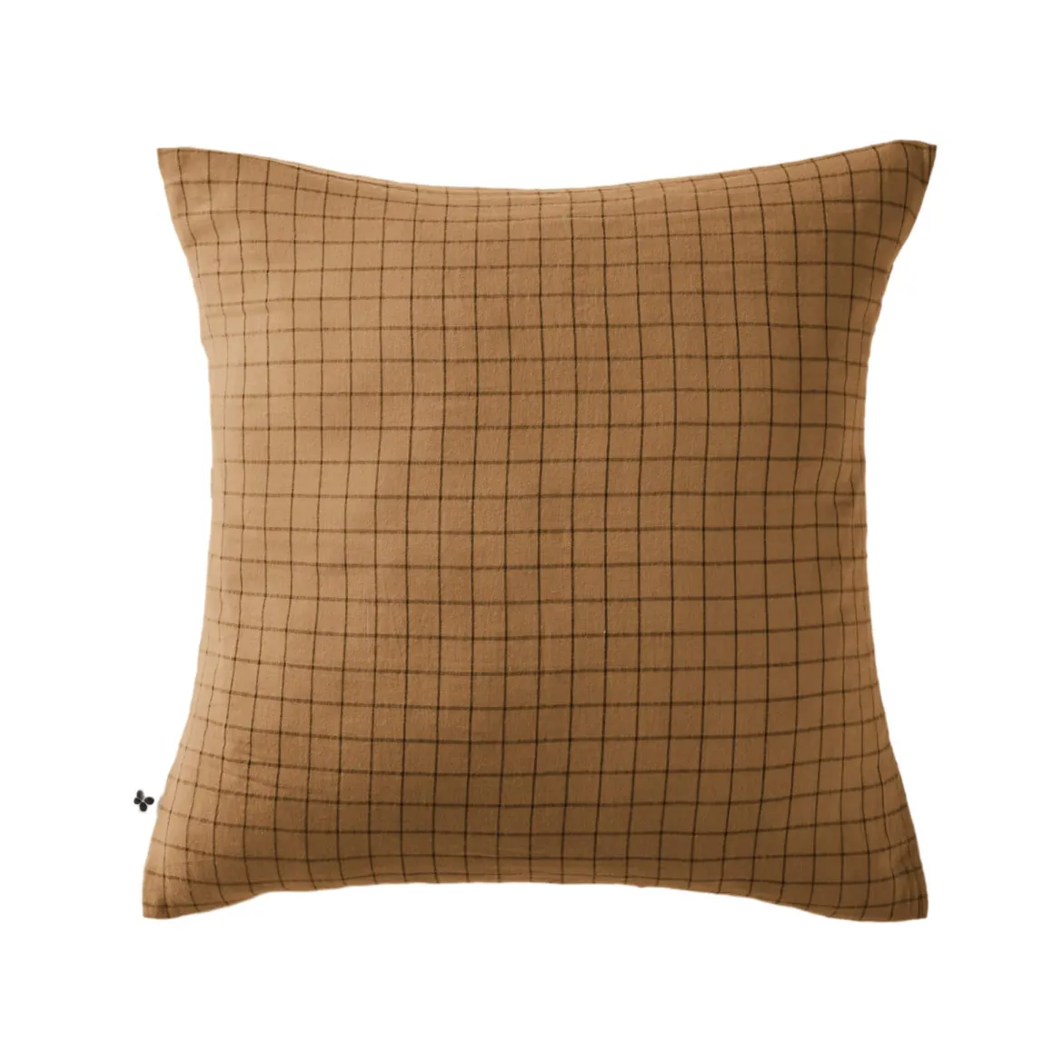 Taie d'oreiller à carreaux double gaze de coton marron