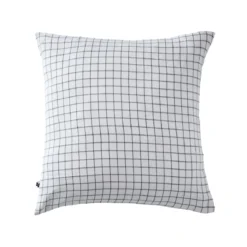 Taie d'oreiller à carreaux double gaze de coton blanc