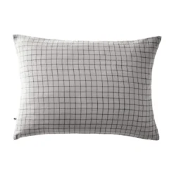 Taie d'oreiller à carreaux double gaze de coton gris