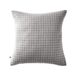 Taie d'oreiller à carreaux double gaze de coton gris