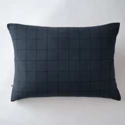 Taie d'oreiller double gaze de coton grands carreaux Terre de Nuit