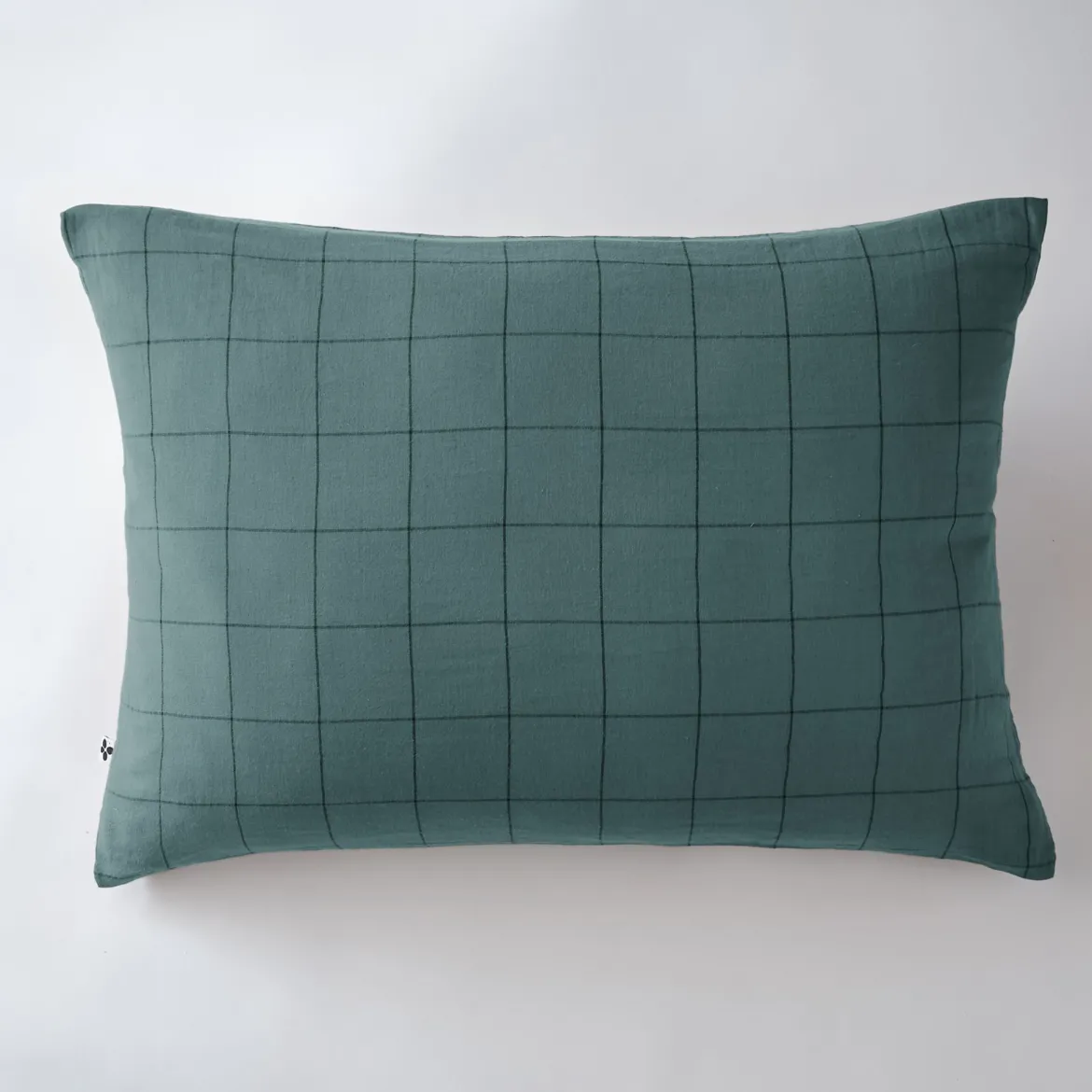 Taie d'oreiller double gaze de coton grands carreaux Terre de Nuit