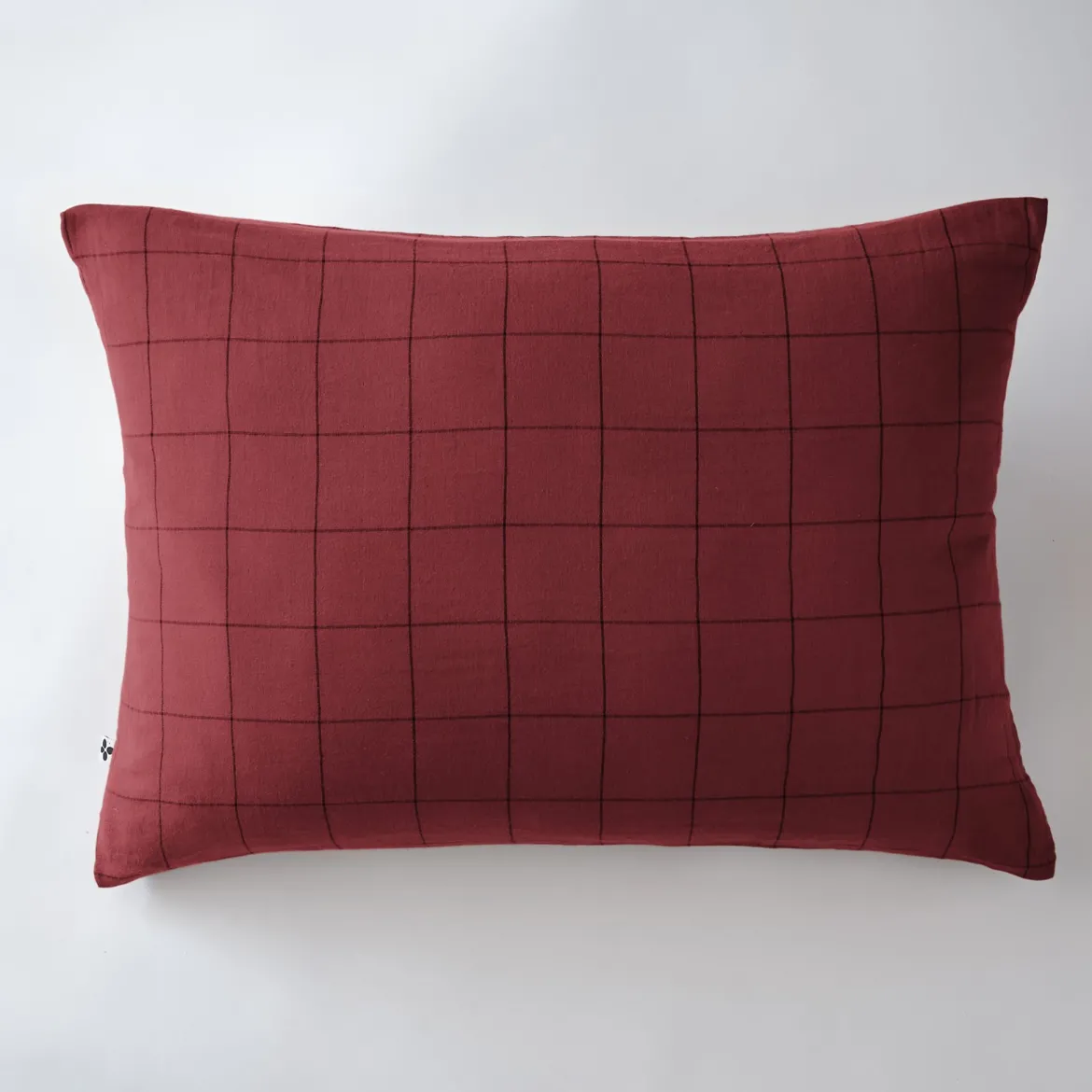 Taie d'oreiller double gaze de coton grands carreaux Terre de Nuit