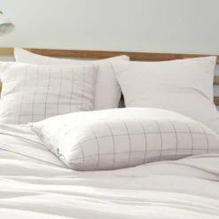 Taie d'oreiller double gaze de coton grands carreaux Terre de Nuit