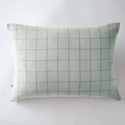 Taie d'oreiller double gaze de coton grands carreaux Terre de Nuit
