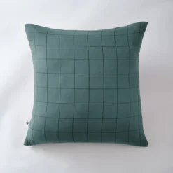 Taie d'oreiller double gaze de coton grands carreaux Terre de Nuit