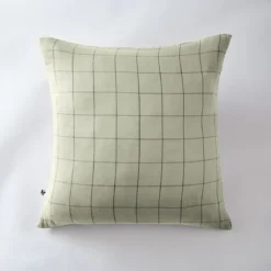 Taie d'oreiller double gaze de coton grands carreaux Terre de Nuit