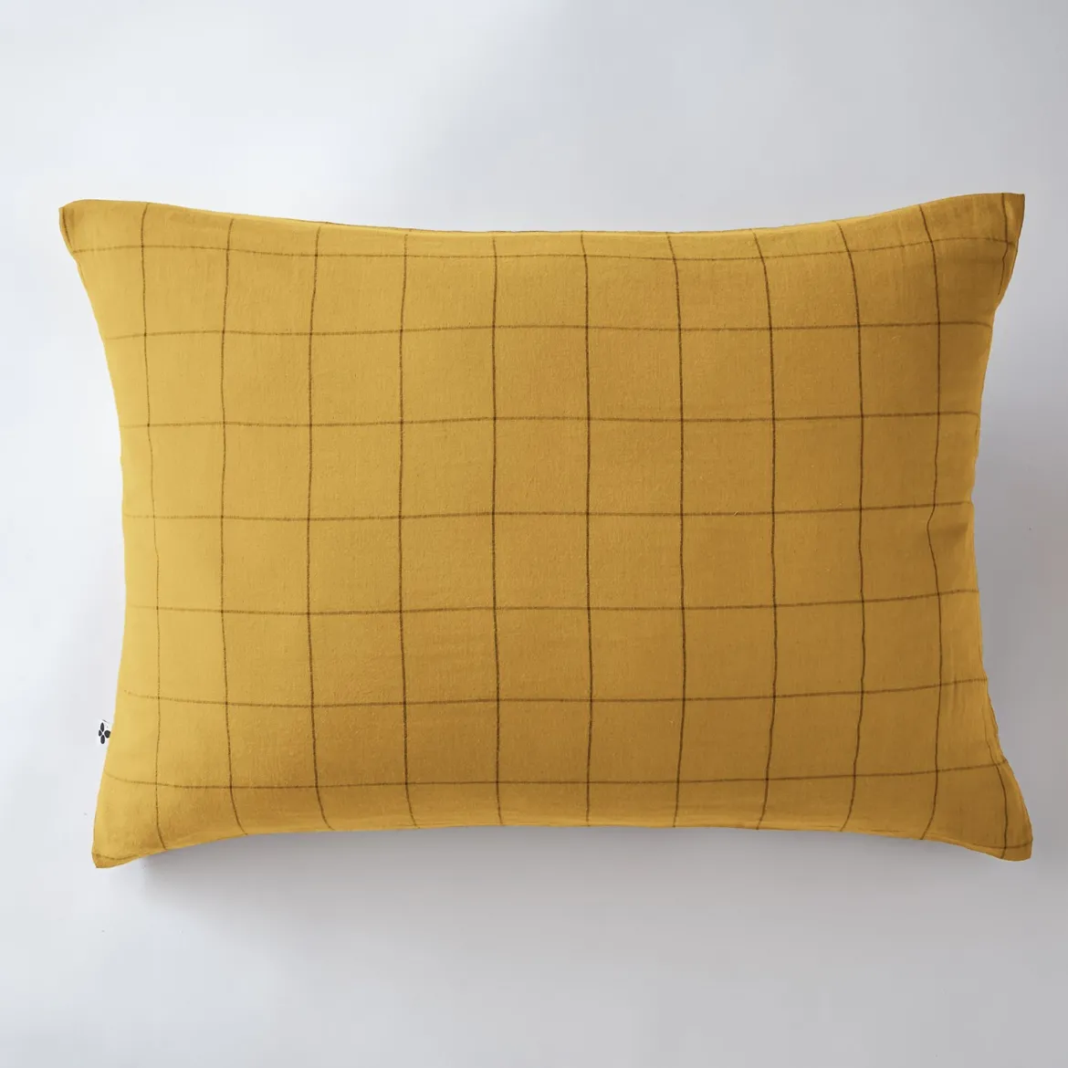 Taie d'oreiller double gaze de coton grands carreaux Terre de Nuit