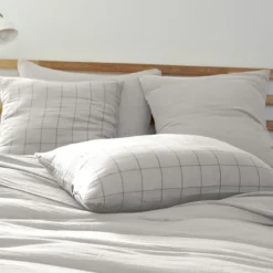 Taie d'oreiller double gaze de coton grands carreaux Terre de Nuit