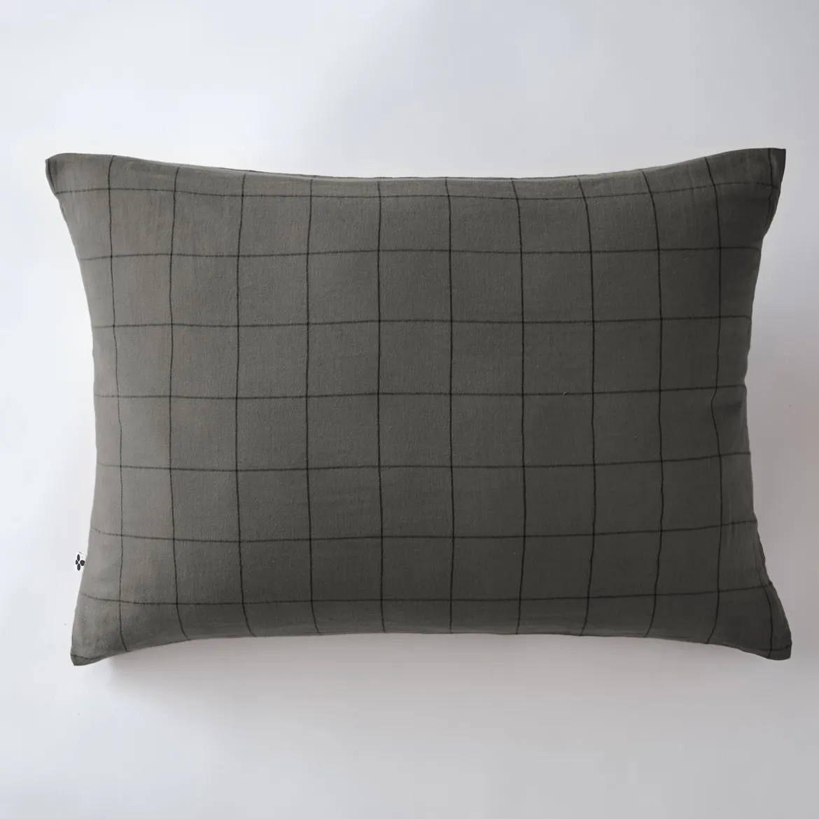 Taie d'oreiller double gaze de coton grands carreaux Terre de Nuit