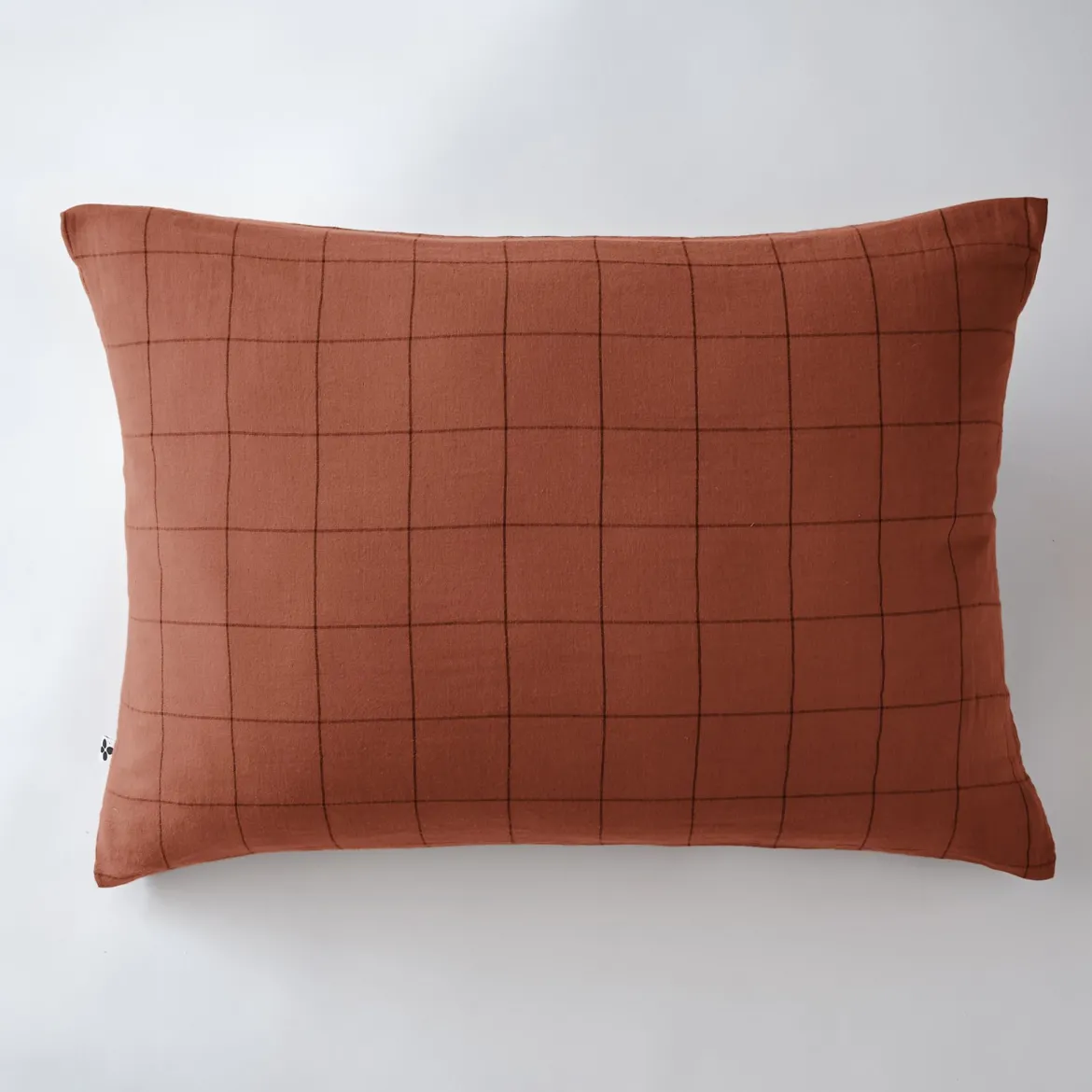 Taie d'oreiller double gaze de coton grands carreaux Terre de Nuit