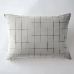 Taie d'oreiller double gaze de coton grands carreaux Terre de Nuit