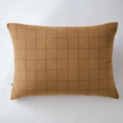 Taie d'oreiller double gaze de coton grands carreaux Terre de Nuit