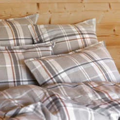 Taie d'oreiller flanelle imprimé à carreaux