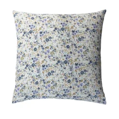 Taie d'oreiller gaze de coton à fleurs bleues Terre de Nuit