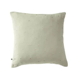 Taie d'oreiller à pois brodés double gaze de coton