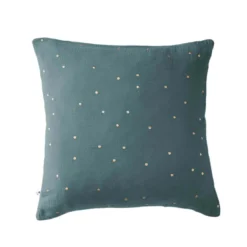 Taie d'oreiller à pois brodés double gaze de coton