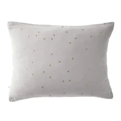 Taie d'oreiller à pois brodés double gaze de coton