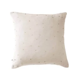 Taie d'oreiller à pois brodés double gaze de coton