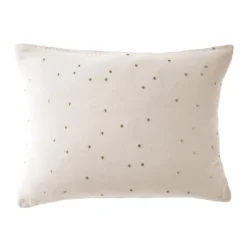 Taie d'oreiller à pois brodés double gaze de coton