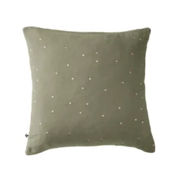 Taie d'oreiller à pois brodés double gaze de coton