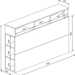 Tête de lit avec niches de rangement en bois - TL9052