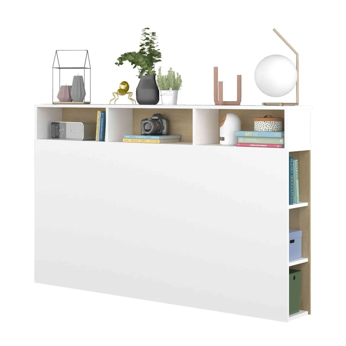 Tête de lit avec niches de rangement en bois - TL9052