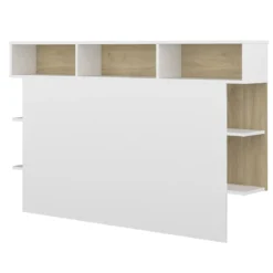 Tête de lit 160 cm bois blanc avec rangements Terre de nuit