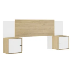 Tête de lit extensible en bois avec chevets Terre de Nuit Alix
